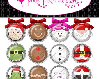 INSTANT DOWNLOAD -  4 sets of 3 Piece Christmas Ornaments, Santa, Elf, Gingerbread Man, Snowman