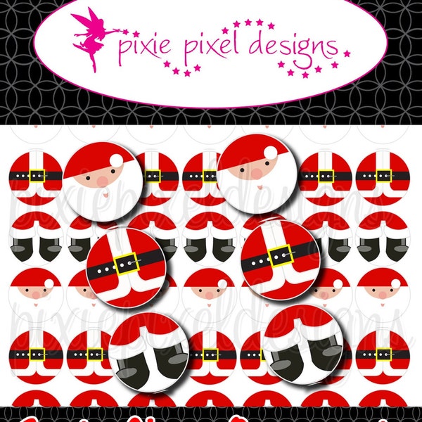 INSTANT DOWNLOAD - Santa Claus Ornament Bottlecap Images Bottle Cap Disc-Its Scrapbooking Boutique Digital Collage Art Sheet