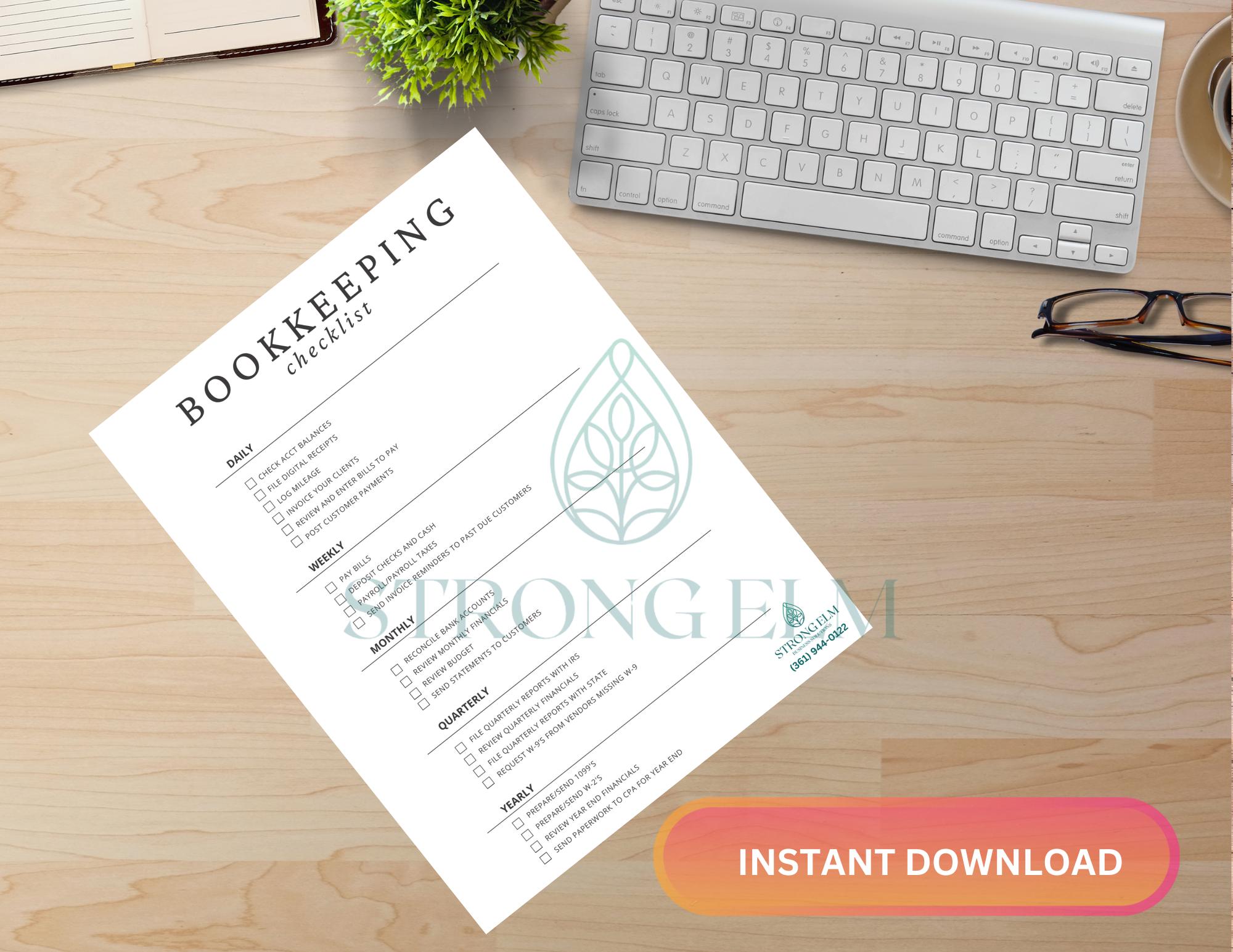 Bookkeeping Checklist - Etsy