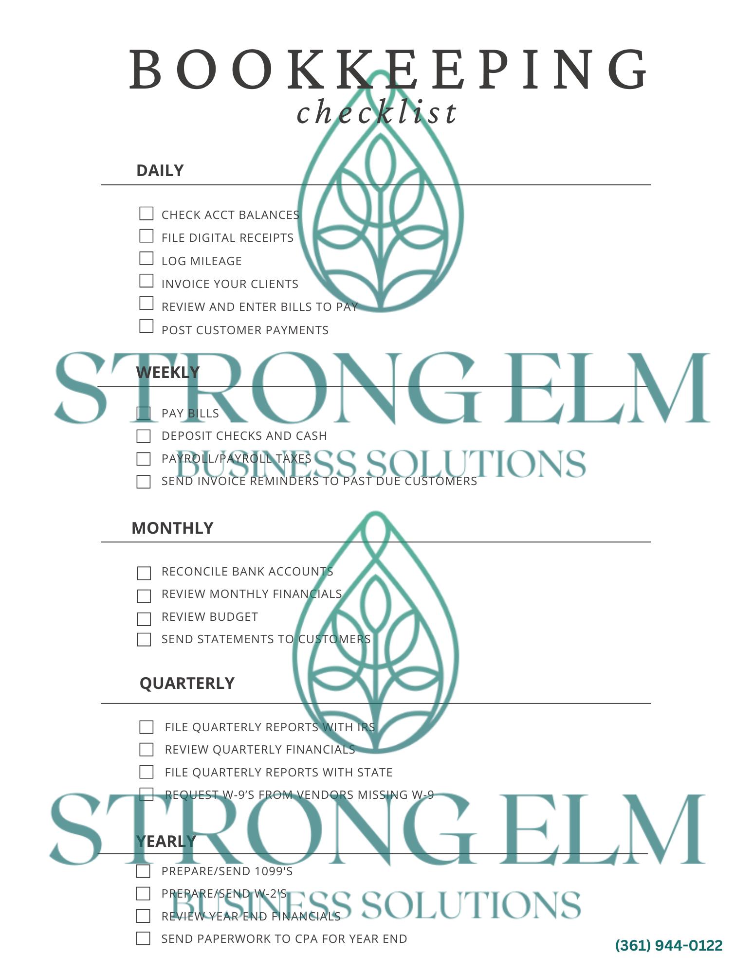 Bookkeeping Checklist - Etsy