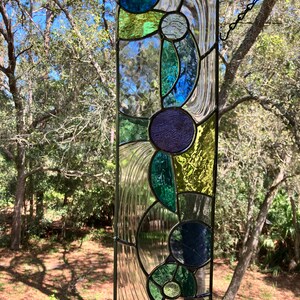 Abstract stained glass panel, vertical or horizontal, transom sidelight privacy window bild 5
