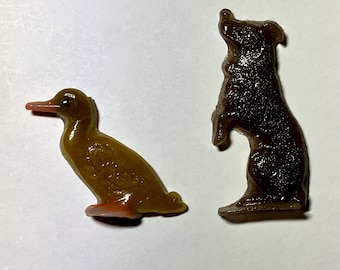 dog + duck - 90 COE 1.5 inch animals for glass fusing, mosaics, freeze + fuse for fused glass embellishment