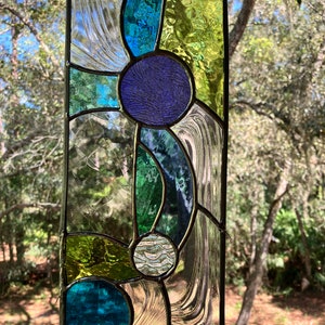 Abstract stained glass panel, vertical or horizontal, transom sidelight privacy window bild 6
