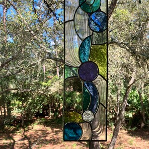 Abstract stained glass panel, vertical or horizontal, transom sidelight privacy window bild 2
