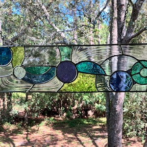 Abstract stained glass panel, vertical or horizontal, transom sidelight privacy window bild 4