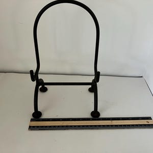 11”  iron display stand heavy + secure for glass, pottery, art