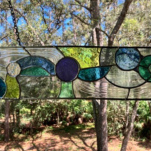 Abstract stained glass panel, vertical or horizontal, transom sidelight privacy window bild 1