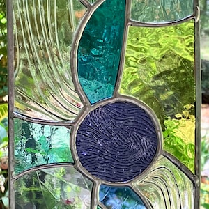 Abstract stained glass panel, vertical or horizontal, transom sidelight privacy window bild 3