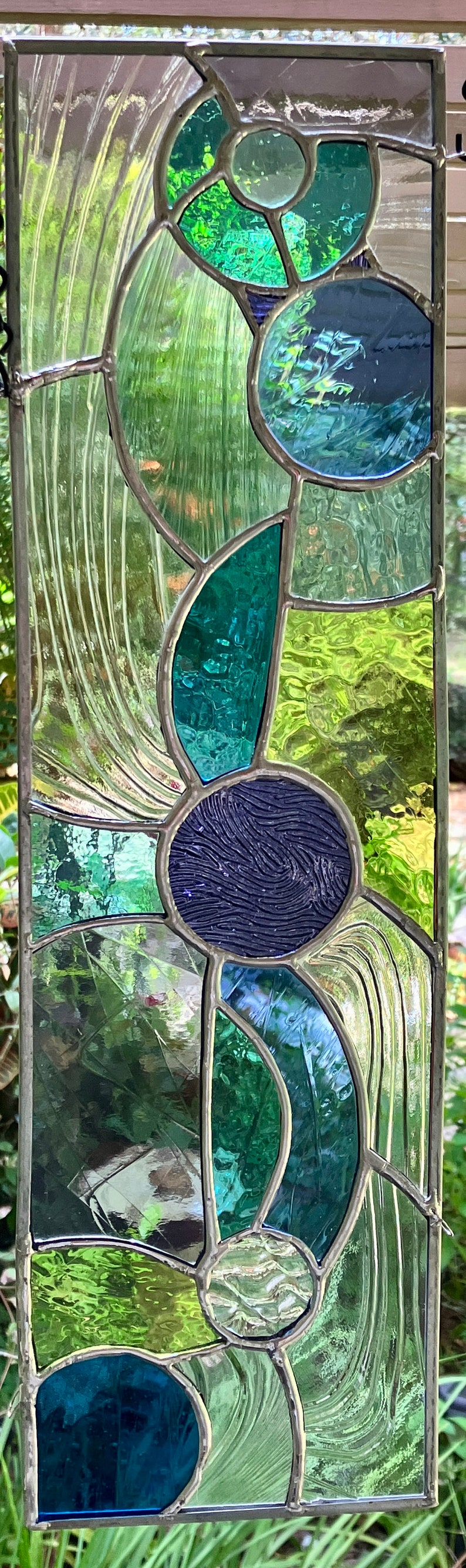 Abstract stained glass panel, vertical or horizontal, transom sidelight privacy window bild 3