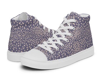 Falling Leaves on Lilac Background - Women's High Top Canvas Sneakers