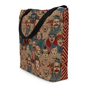 Borsa grande con pagliacci da circo inquietanti