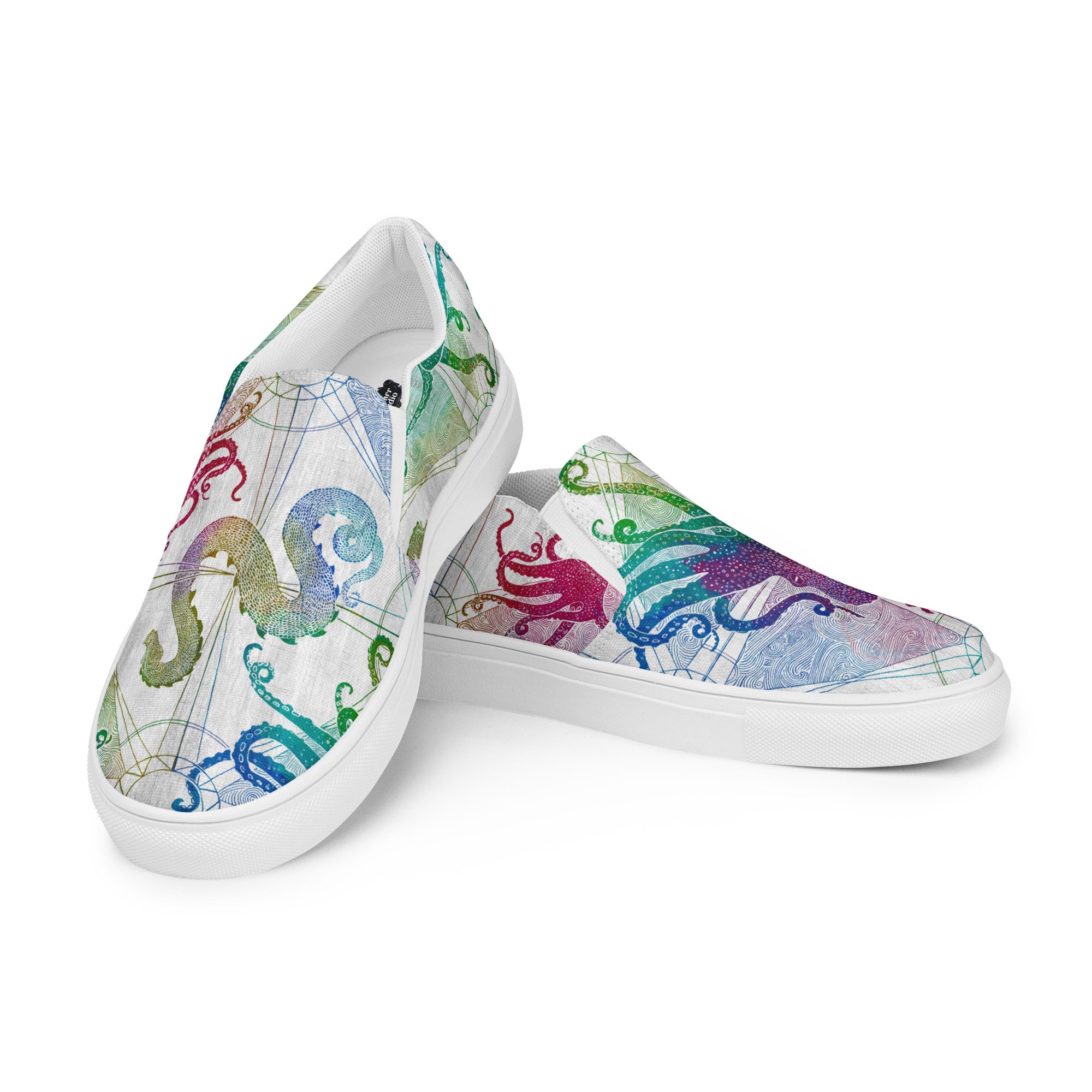 Giant Octopus Sea Monsters Womens Canvas Slip on Sneakers Etsy
