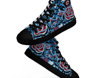 Rosenkrieg in Rot, Weiß und Blau - Women's High Top Canvas Sneakers