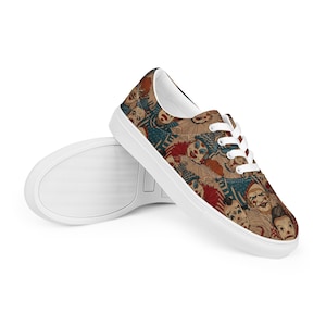 Gothic Horror Clowncore Lace-Up Canvas Sneakers for Women