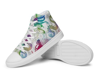 Magellan's Monsters Giant Octopus and Sea Monsters - Women's High Top Canvas Sneakers