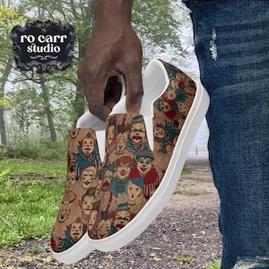 Men&#39;s Gothic Circus Clowns Slip-On Canvas Sneakers for Halloween