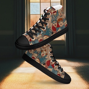 Gothic Creepy Circus Clown High Top Canvas Sneakers for Women