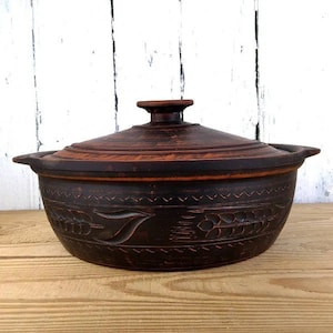 Large clay pot Ukrainian pottery Large clay pot for baking with a lid terracotta  Unglazed pot clay Pan  rustic Dutch oven