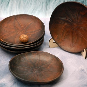 A Set of 6 Plates Handmade Unglazed Dinnerware Terracotta Plates Rustic Redware Unique Handmade Clay Plates Mexican Pottery Stoneware Plate