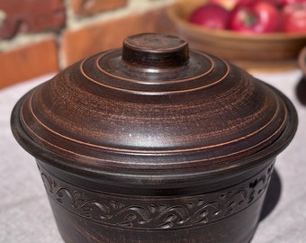 Large clay pot Ukrainian pottery Large clay cauldron for baking with a lid terracotta pot clay cooking pot kitchenwarе rustic terra cotta po