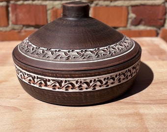 Large clay pot Ukrainian pottery Large clay pot for baking with a lid terracotta pot clay cooking pot kitchenwarе rustic bake clay pan