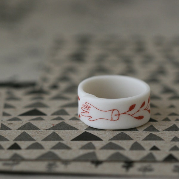 Anneau de porcelaine - rouge - capillaire