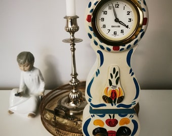 Beautiful Vintage Swedish Mora table clock, with mechanical clock Mercedes Made in Germany, Made in Germany