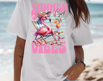 Summer Girl Vibes, Summer Vibes Shirt, Trendy Summer Shirt, Front and Back Design, Retro Summer Shirt, Summer Vacation tshirt, Beach Vibes,