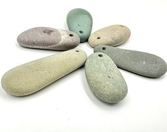 Drilled stone beads - Pebble beads - Natural stone beads - Alaska River stones - Beach pebbles - Bohemian bead supply - Raw stone - Eco bead