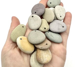 Drilled stone beads - Pebble beads - Natural stone beads - Alaska River stones - Beach pebbles - Bohemian bead supply - Raw stone - Eco bead