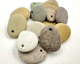 Drilled stone beads - Pebble beads - Natural stone beads - Alaska River stones - Beach pebbles - Bohemian bead supply - Raw stone - Eco bead