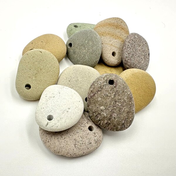 Drilled stone beads - Pebble beads - Natural stone beads - Alaska River stones - Beach pebbles - Bohemian bead supply - Raw stone - Eco bead