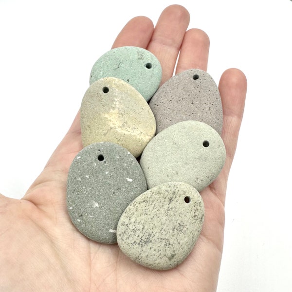 Drilled stone beads - Pebble beads - Natural stone beads - Alaska River stones - Beach pebbles - Bohemian bead supply - Raw stone - Eco bead