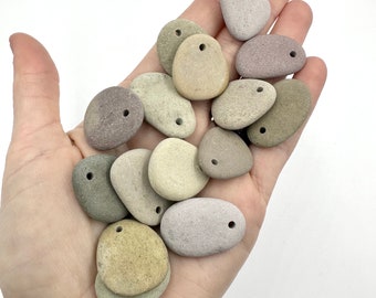 Drilled stone beads - Pebble beads - Natural stone beads - Alaska River stones - Beach pebbles - Bohemian bead supply - Raw stone - Eco bead