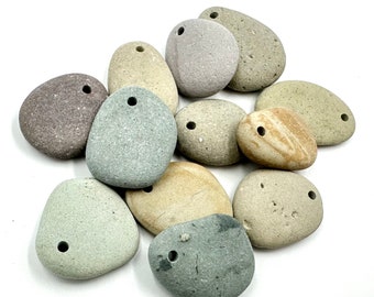 Drilled stone beads - Pebble beads - Natural stone beads - Alaska River stones - Beach pebbles - Bohemian bead supply - Raw stone - Eco bead