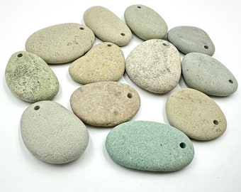 Drilled stone beads - Pebble beads - Natural stone beads - Alaska River stones - Beach pebbles - Bohemian bead supply - Raw stone - Eco bead