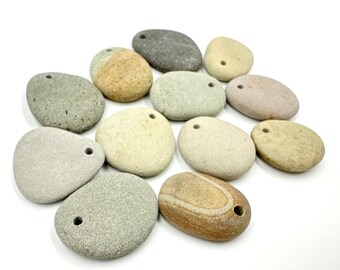 Drilled stone beads - Pebble beads - Natural stone beads - Alaska River stones - Beach pebbles - Bohemian bead supply - Raw stone - Eco bead