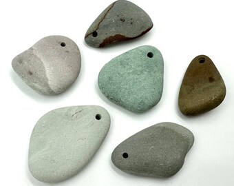 Drilled stone beads - Pebble beads - Natural stone beads - Alaska River stones - Beach pebbles - Bohemian bead supply - Raw stone - Eco bead