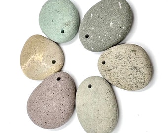 Drilled stone beads - Pebble beads - Natural stone beads - Alaska River stones - Beach pebbles - Bohemian bead supply - Raw stone - Eco bead