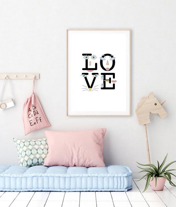 Love Typography Print Word Printable Typography Print | Etsy