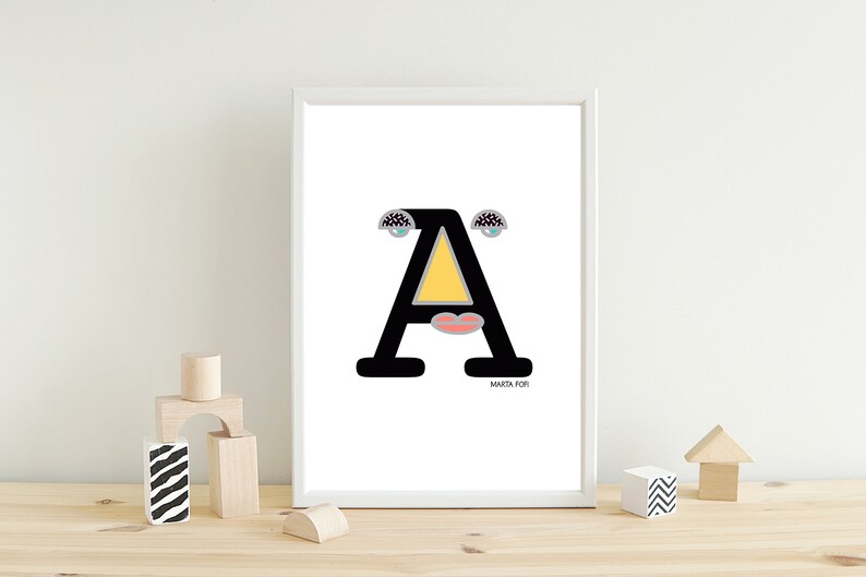 Alphabet Letter a Printable Letter Art Poster Etsy