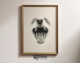 Siberian Husky Pencil Sketch Drawing Dog Portrait Print | Minimalist Animal Wall Art Charcoal Dog Poster | Retroniva PRINTABLE Art SKT-085