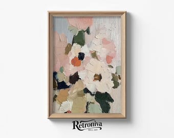 Textural Flowers Oil Painting Abstract Wall Art | Neutral Botanical Art Print Floral Wall Decor | Retroniva PRINTABLE Art ABS-023