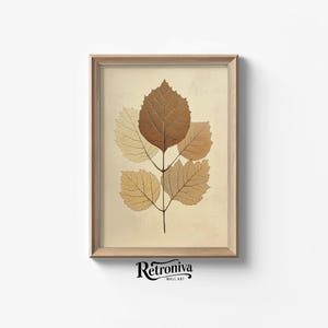 Pale Leaves Vintage Botanical Fall Art Print | Antique Botanical Painting Rustic Autumn Farmhouse Decor | Retroniva PRINTABLE Art BTN-011