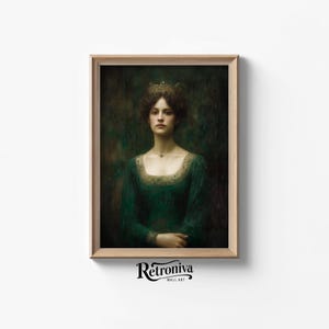 Stämningsfull viktoriansk prinsessporträtt Vintage oljemålning Antik väggkonst Elegant kvinna Konsttryck | Retroniva UTSKRIVBAR Konst PRT-035