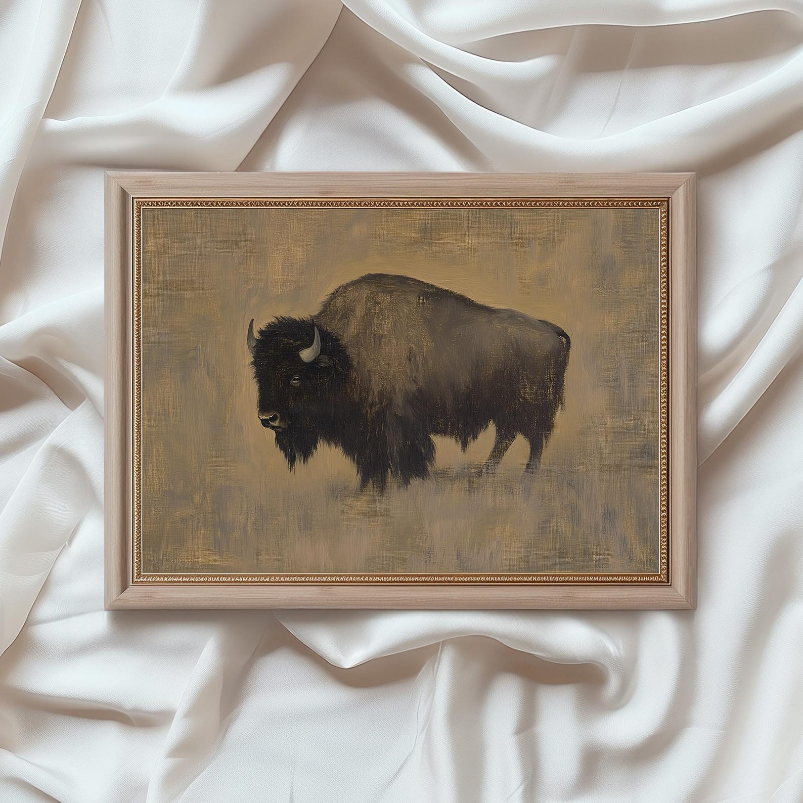 Antique Bison Art Print Vintage Animal Painting | Buffalo Art Rustic ...