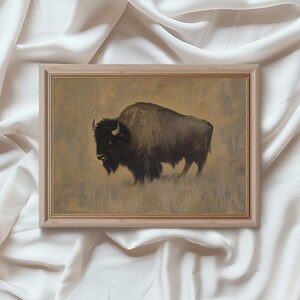 Antique Bison Art Print Vintage Animal Painting | Buffalo Art Rustic ...