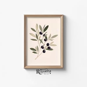 Olive Branch Botanical Wall Art | Neutral Botanical Art Print Kitchen Wall Decor | Floral Farmhouse Decor | Retroniva PRINTABLE Art BTN-022