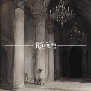 The art of architectural scene, visible down to the smallest details, with Retroniva branding.