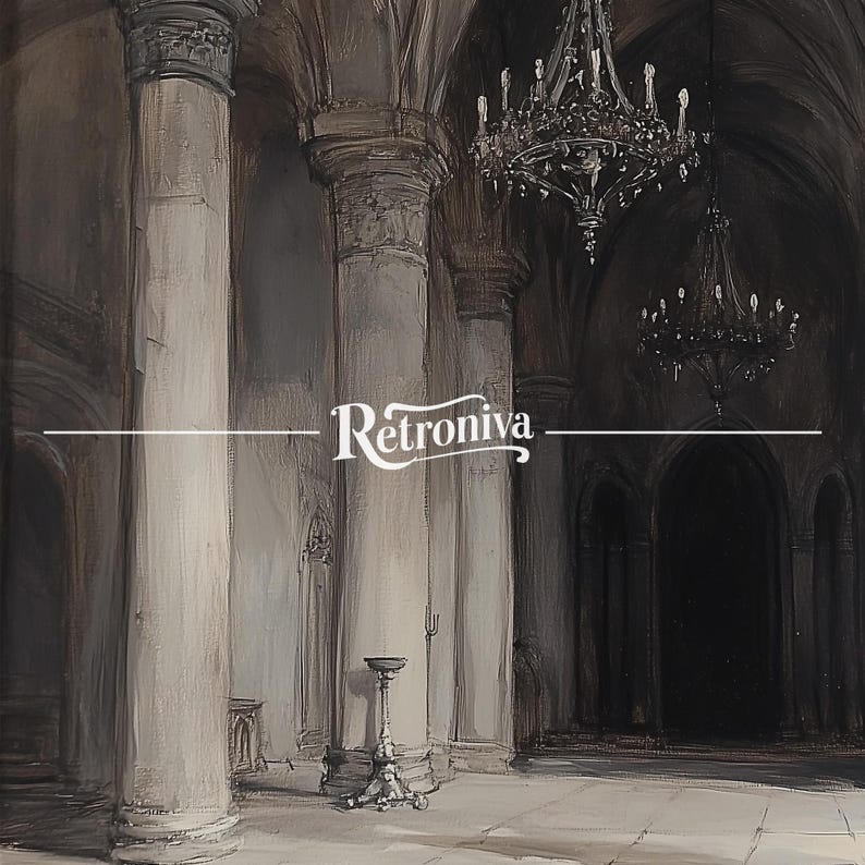 The art of architectural scene, visible down to the smallest details, with Retroniva branding.